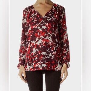 J.Crew long sleeve red printed blouse top size large